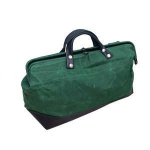 Bolsa Lona Verde Fundo de Couro