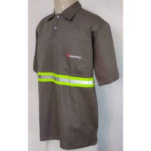Camisa Modelo Polo Manga Curta Na Cor Cinza Com Faixa Refletiva - Padrão Ability