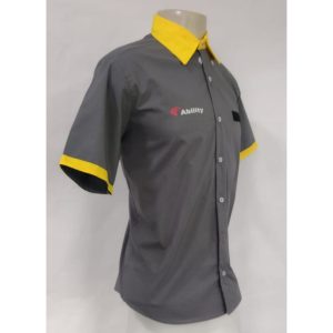 Camisa Social Manga Curta Na Cor Cinza Técnico De Dados - Padrão VTAL